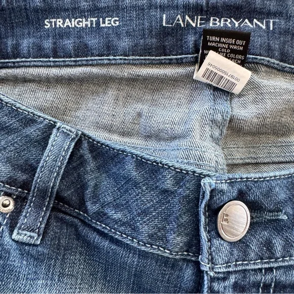 Womens Lane Bryant Med Wash Straight Leg Jeans Mild Distressing Size 16R - Picture 4 of 6